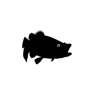 Bass Fish Silhouette, Art Illustration, Logo Gram, Pictogram, Mascot, Website veya Grafik Tasarım Elementi için kullanılabilir. Vektör İllüstrasyonu