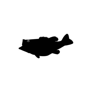 Bass Fish Silhouette, Art Illustration, Logo Gram, Pictogram, Mascot, Website veya Grafik Tasarım Elementi için kullanılabilir. Vektör İllüstrasyonu