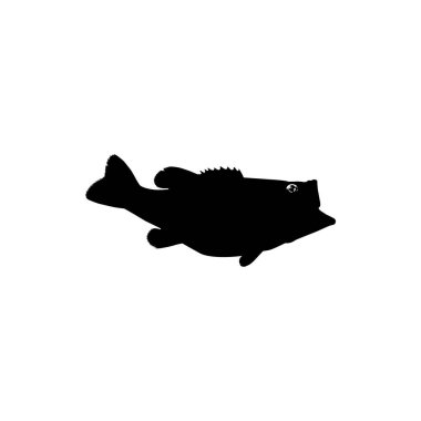 Bass Fish Silhouette, Art Illustration, Logo Gram, Pictogram, Mascot, Website veya Grafik Tasarım Elementi için kullanılabilir. Vektör İllüstrasyonu