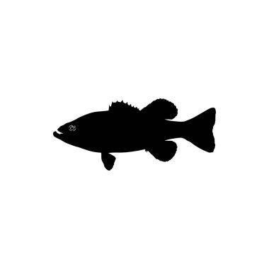 Bass Fish Silhouette, Art Illustration, Logo Gram, Pictogram, Mascot, Website veya Grafik Tasarım Elementi için kullanılabilir. Vektör İllüstrasyonu