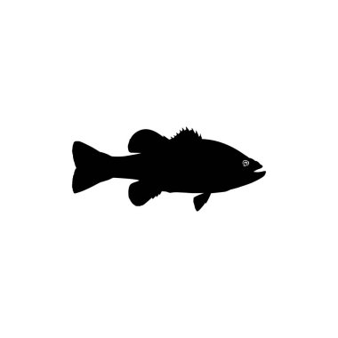 Bass Fish Silhouette, Art Illustration, Logo Gram, Pictogram, Mascot, Website veya Grafik Tasarım Elementi için kullanılabilir. Vektör İllüstrasyonu