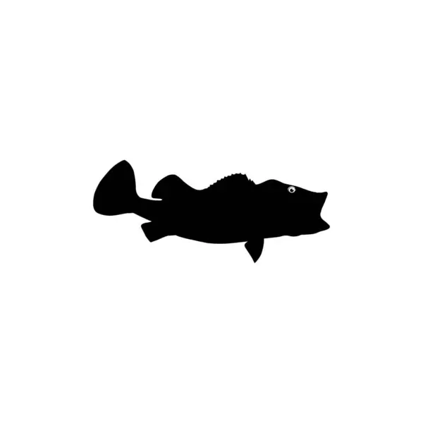 Bass Fish Silhouette Może Być Używany Art Illustration Logo Gram — Wektor stockowy