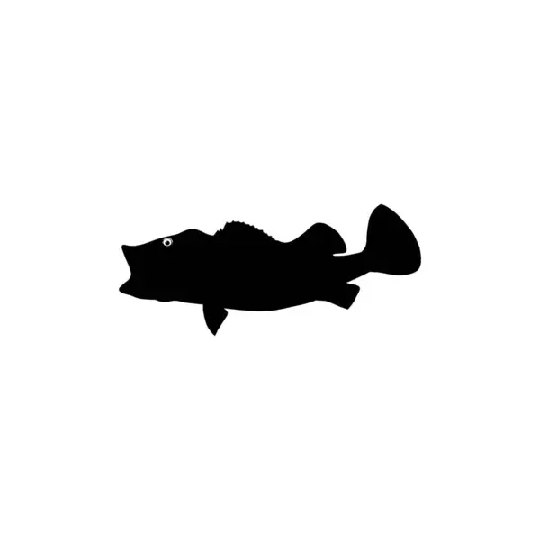 Bass Fish Silhouette Lze Použít Pro Art Illustration Logo Gram — Stockový vektor