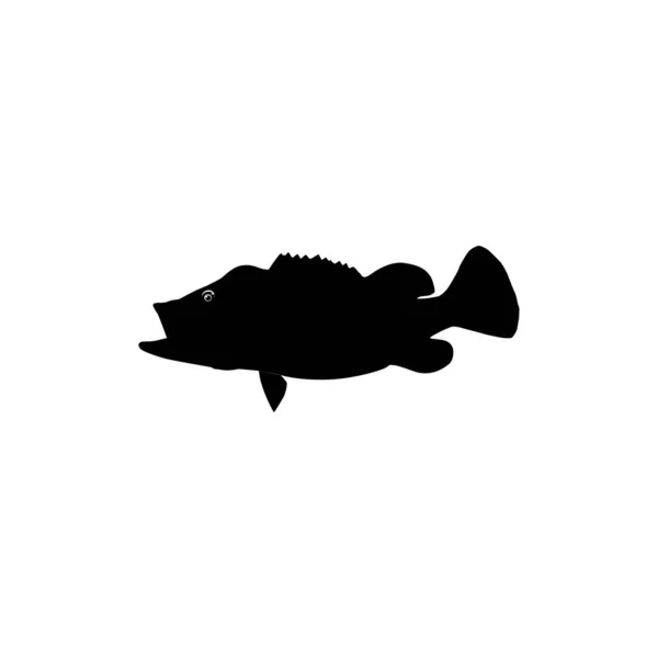 Bass Fish Silhouette Pode Usar Para Ilustração Arte Logo Gram — Vetor de Stock