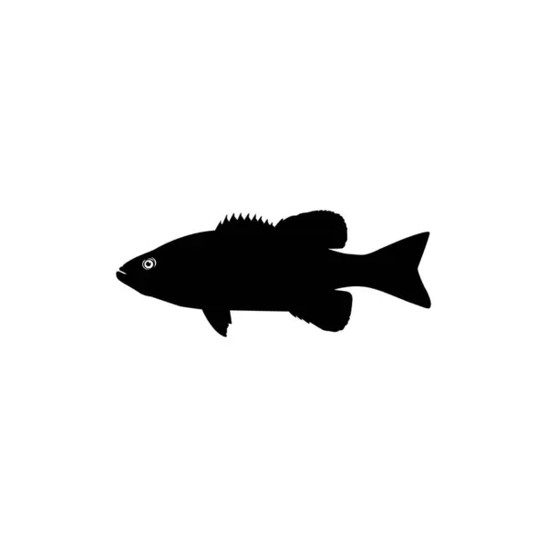 Bas Fish Silhouette Kan Användas För Art Illustration Logo Gram — Stock vektor
