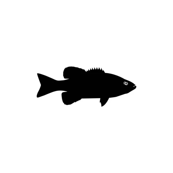 Bass Fish Silhouette Art Illustration Logo Gram Pictogram Mascot Website — Stok Vektör