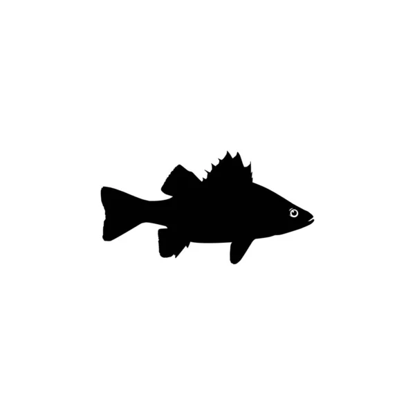Bass Fisch Silhouette Kann Für Kunstillustration Logo Gramm Piktogramm Maskottchen — Stockvektor