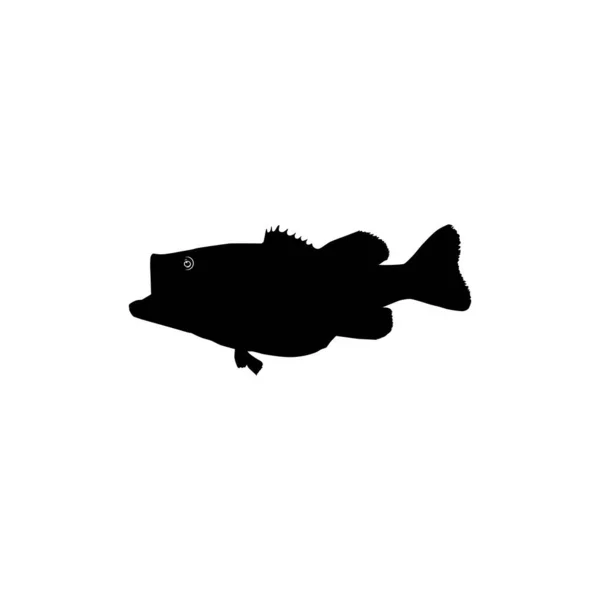 Bass Fish Silhouette Art Illustration Logo Gram Pictogram Mascot Website — Stok Vektör