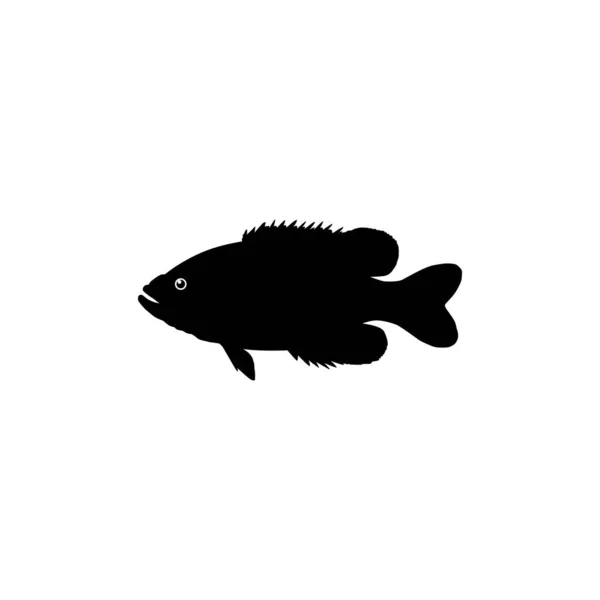 Bass Fish Silhouette Può Utilizzare Illustrazione Arte Logo Gram Pittogramma — Vettoriale Stock
