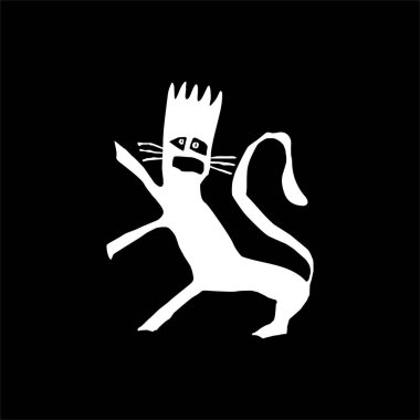 Aslan 'ın Naive Illustration of the Lion Crown, çirkin ama sanatsal, Logo Type, Art Illustration, Website veya Grafik Tasarım Elementi için kullanılabilir. Vektör İllüstrasyonu 