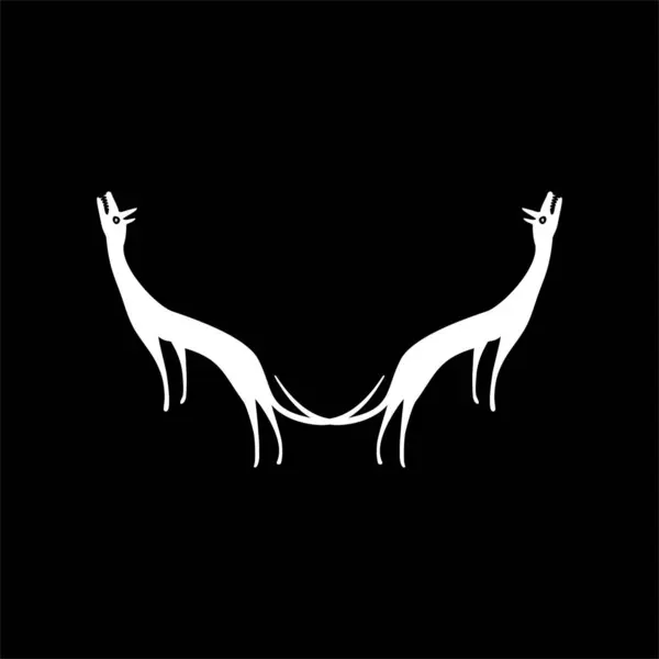 Paire Wolf Naive Illustration Logo Gram Art Illustration Graphic Design — Image vectorielle