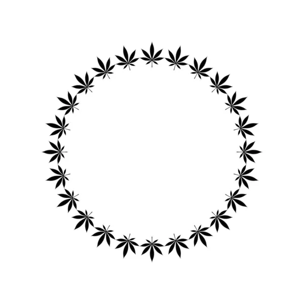 Cannabis Även Känd Som Marijuana Plant Leaf Silhouette Circle Shape — Stock vektor