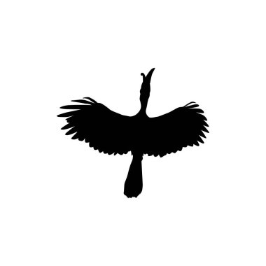 Uçan Boynuz Kuş silueti. Sanat Illustration, Logo Gram, Website, Pictogram veya Grafik Tasarım Elementi için kullanılabilir. Vektör İllüstrasyonu