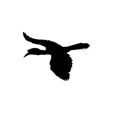 Uçan Boynuz Kuş silueti. Sanat Illustration, Logo Gram, Website, Pictogram veya Grafik Tasarım Elementi için kullanılabilir. Vektör İllüstrasyonu