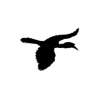 Uçan Boynuz Kuş silueti. Sanat Illustration, Logo Gram, Website, Pictogram veya Grafik Tasarım Elementi için kullanılabilir. Vektör İllüstrasyonu