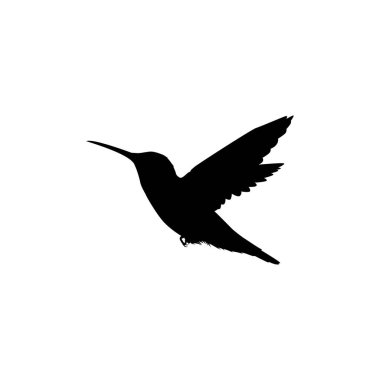 Flying Hummingbird Silhouette, Art Illustration, Website, Logo Gram, Pictogram veya Grafik Tasarım Elementi kullanılabilir. Vektör İllüstrasyonu