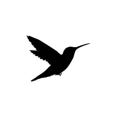 Flying Hummingbird Silhouette, Art Illustration, Website, Logo Gram, Pictogram veya Grafik Tasarım Elementi kullanılabilir. Vektör İllüstrasyonu