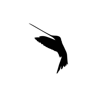 Flying Hummingbird Silhouette, Art Illustration, Website, Logo Gram, Pictogram veya Grafik Tasarım Elementi kullanılabilir. Vektör İllüstrasyonu