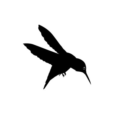 Flying Hummingbird Silhouette, Art Illustration, Website, Logo Gram, Pictogram veya Grafik Tasarım Elementi kullanılabilir. Vektör İllüstrasyonu