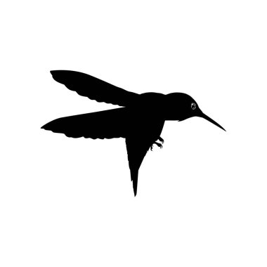 Flying Hummingbird Silhouette, Art Illustration, Website, Logo Gram, Pictogram veya Grafik Tasarım Elementi kullanılabilir. Vektör İllüstrasyonu