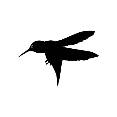 Flying Hummingbird Silhouette, Art Illustration, Website, Logo Gram, Pictogram veya Grafik Tasarım Elementi kullanılabilir. Vektör İllüstrasyonu
