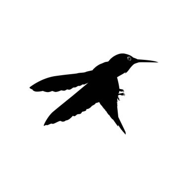 Flying Hummingbird Silhouette, Art Illustration, Website, Logo Gram, Pictogram veya Grafik Tasarım Elementi kullanılabilir. Vektör İllüstrasyonu