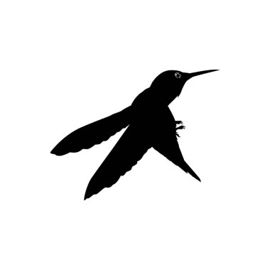 Flying Hummingbird Silhouette, Art Illustration, Website, Logo Gram, Pictogram veya Grafik Tasarım Elementi kullanılabilir. Vektör İllüstrasyonu