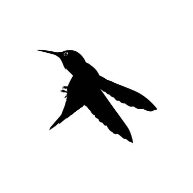Flying Hummingbird Silhouette, Art Illustration, Website, Logo Gram, Pictogram veya Grafik Tasarım Elementi kullanılabilir. Vektör İllüstrasyonu