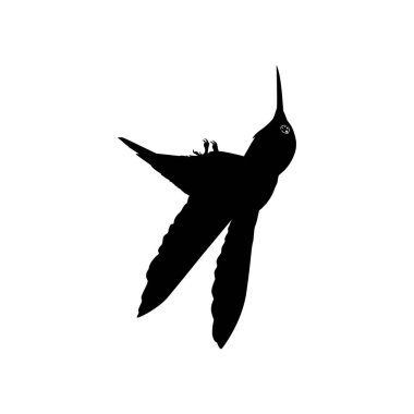 Flying Hummingbird Silhouette, Art Illustration, Website, Logo Gram, Pictogram veya Grafik Tasarım Elementi kullanılabilir. Vektör İllüstrasyonu