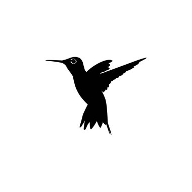 Flying Hummingbird Silhouette, Art Illustration, Website, Logo Gram, Pictogram veya Grafik Tasarım Elementi kullanılabilir. Vektör İllüstrasyonu