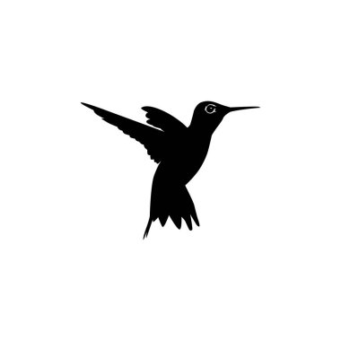 Flying Hummingbird Silhouette, Art Illustration, Website, Logo Gram, Pictogram veya Grafik Tasarım Elementi kullanılabilir. Vektör İllüstrasyonu