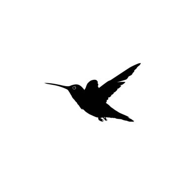 Flying Hummingbird Silhouette, Art Illustration, Website, Logo Gram, Pictogram veya Grafik Tasarım Elementi kullanılabilir. Vektör İllüstrasyonu