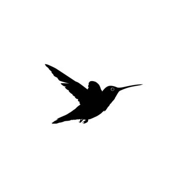 Flying Hummingbird Silhouette, Art Illustration, Website, Logo Gram, Pictogram veya Grafik Tasarım Elementi kullanılabilir. Vektör İllüstrasyonu