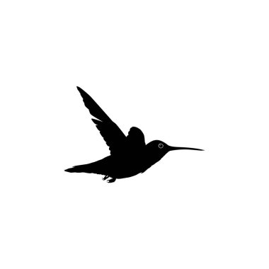 Flying Hummingbird Silhouette, Art Illustration, Website, Logo Gram, Pictogram veya Grafik Tasarım Elementi kullanılabilir. Vektör İllüstrasyonu