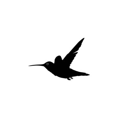 Flying Hummingbird Silhouette, Art Illustration, Website, Logo Gram, Pictogram veya Grafik Tasarım Elementi kullanılabilir. Vektör İllüstrasyonu
