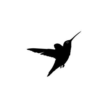 Flying Hummingbird Silhouette, Art Illustration, Website, Logo Gram, Pictogram veya Grafik Tasarım Elementi kullanılabilir. Vektör İllüstrasyonu