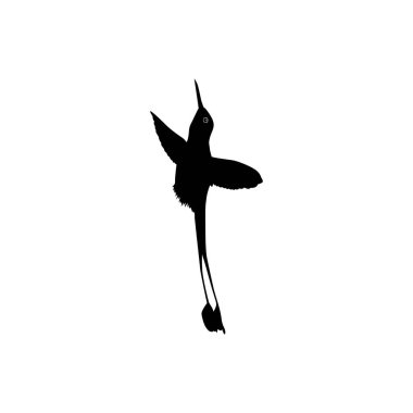 Flying Hummingbird Silhouette, Art Illustration, Website, Logo Gram, Pictogram veya Grafik Tasarım Elementi kullanılabilir. Vektör İllüstrasyonu