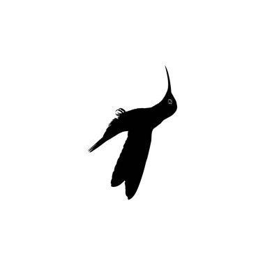 Flying Hummingbird Silhouette, Art Illustration, Website, Logo Gram, Pictogram veya Grafik Tasarım Elementi kullanılabilir. Vektör İllüstrasyonu