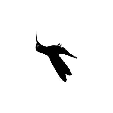 Flying Hummingbird Silhouette, Art Illustration, Website, Logo Gram, Pictogram veya Grafik Tasarım Elementi kullanılabilir. Vektör İllüstrasyonu