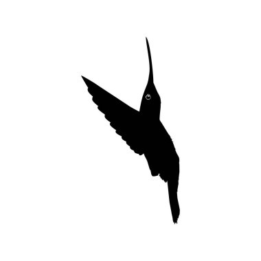 Flying Hummingbird Silhouette, Art Illustration, Website, Logo Gram, Pictogram veya Grafik Tasarım Elementi kullanılabilir. Vektör İllüstrasyonu