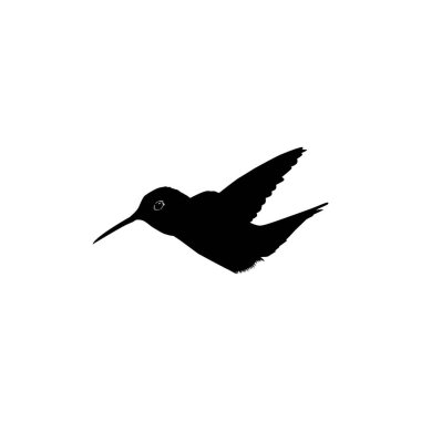 Flying Hummingbird Silhouette, Art Illustration, Website, Logo Gram, Pictogram veya Grafik Tasarım Elementi kullanılabilir. Vektör İllüstrasyonu