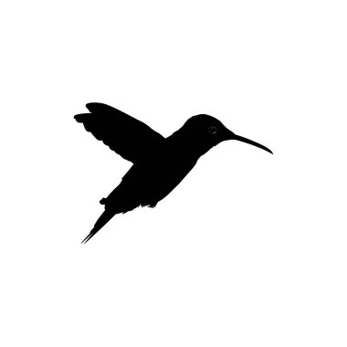 Flying Hummingbird Silhouette, Art Illustration, Website, Logo Gram, Pictogram veya Grafik Tasarım Elementi kullanılabilir. Vektör İllüstrasyonu