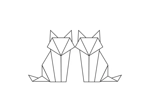 Combinatie Van Fox Polygonal Lines Illustration Kan Gebruikt Worden Voor Stockillustratie