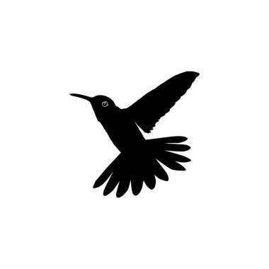 Flying Hummingbird Silhouette, Art Illustration, Website, Logo Gram, Pictogram veya Grafik Tasarım Elementi kullanılabilir. Vektör İllüstrasyonu