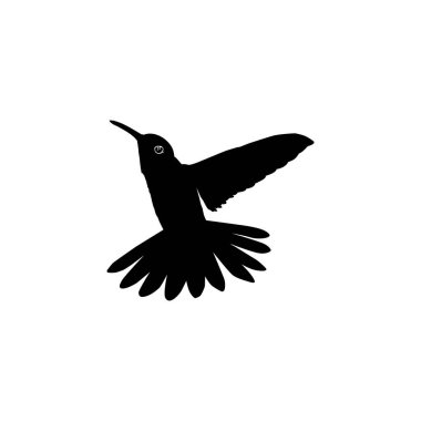 Flying Hummingbird Silhouette, Art Illustration, Website, Logo Gram, Pictogram veya Grafik Tasarım Elementi kullanılabilir. Vektör İllüstrasyonu