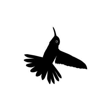 Flying Hummingbird Silhouette, Art Illustration, Website, Logo Gram, Pictogram veya Grafik Tasarım Elementi kullanılabilir. Vektör İllüstrasyonu
