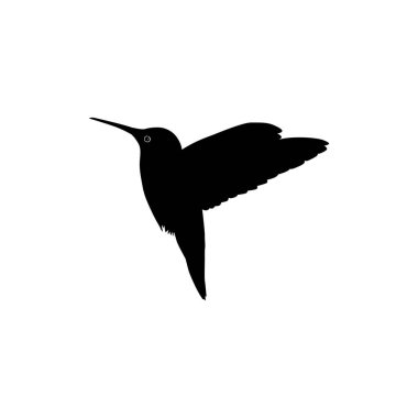 Flying Hummingbird Silhouette, Art Illustration, Website, Logo Gram, Pictogram veya Grafik Tasarım Elementi kullanılabilir. Vektör İllüstrasyonu
