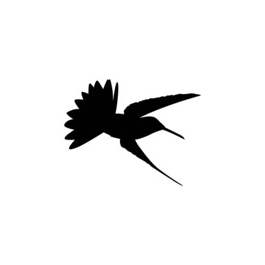 Flying Hummingbird Silhouette, Art Illustration, Website, Logo Gram, Pictogram veya Grafik Tasarım Elementi kullanılabilir. Vektör İllüstrasyonu