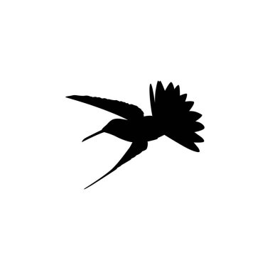 Flying Hummingbird Silhouette, Art Illustration, Website, Logo Gram, Pictogram veya Grafik Tasarım Elementi kullanılabilir. Vektör İllüstrasyonu