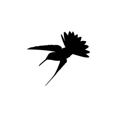 Flying Hummingbird Silhouette, Art Illustration, Website, Logo Gram, Pictogram veya Grafik Tasarım Elementi kullanılabilir. Vektör İllüstrasyonu